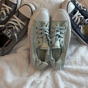 Converse Low Top Sneakers in Pale blue with Lavender Holographic accent, sz 9